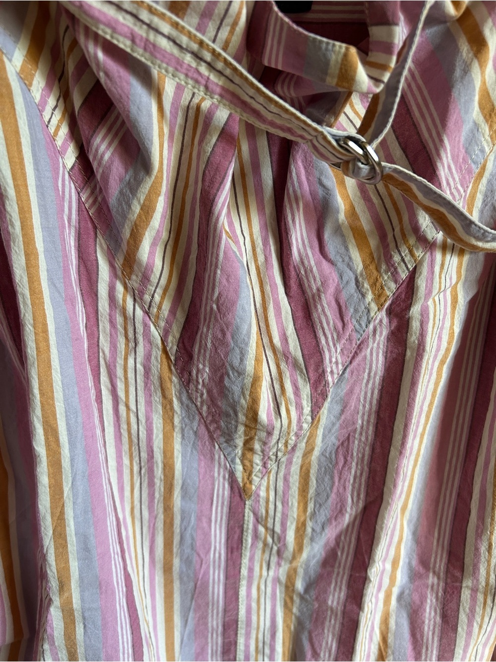 Isabel Marant Striped Pink, Yellow & White Cotton Puff-Sleeve Blouse - Picture 5 of 10